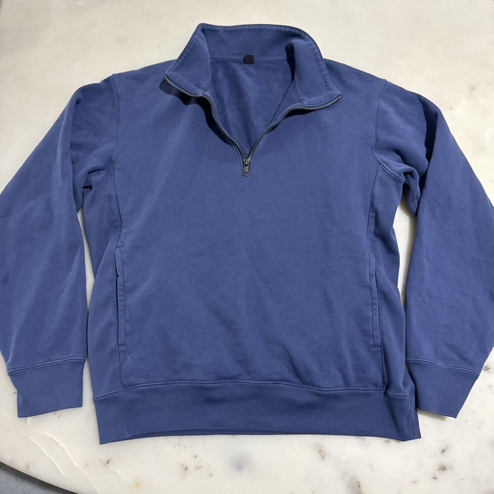 Uniqlo Half Zip Sweatshirt Men Unisex S Navy Blue Pullover Sweater Cotton Blend